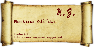 Menkina Zádor névjegykártya